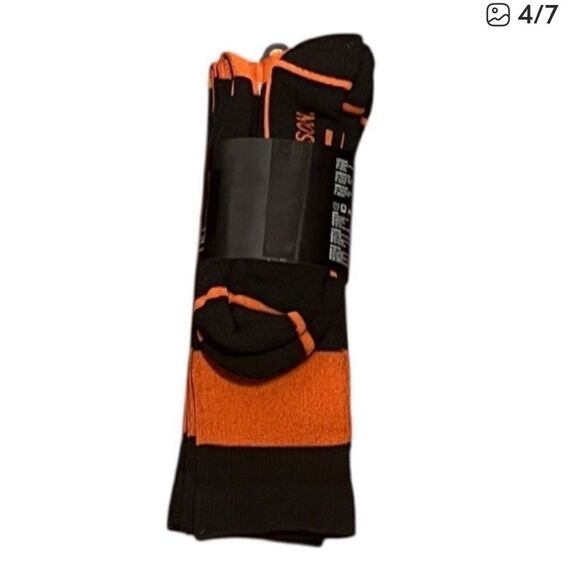 Harley-Davidson Black and Orange Stripe All Weather Socks, 2Pairs, Size L, NWT - Picture 4 of 7
